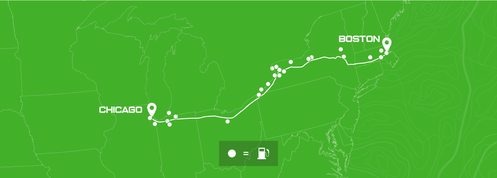 Chicago to Boston - 1004 miles
