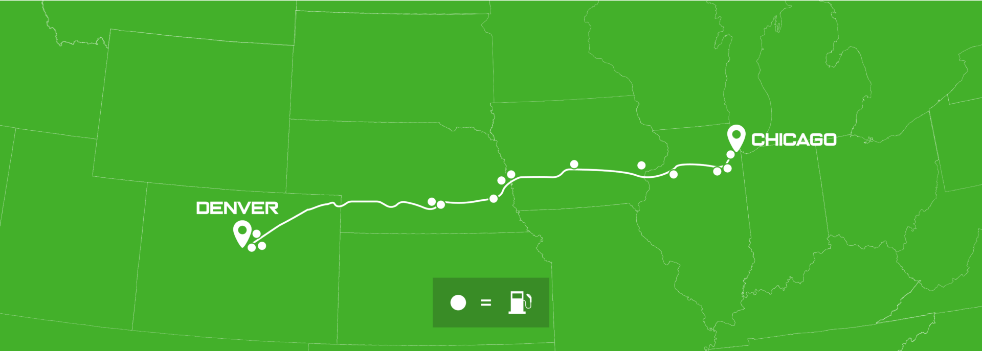 Chicago to Denver - 1022 miles