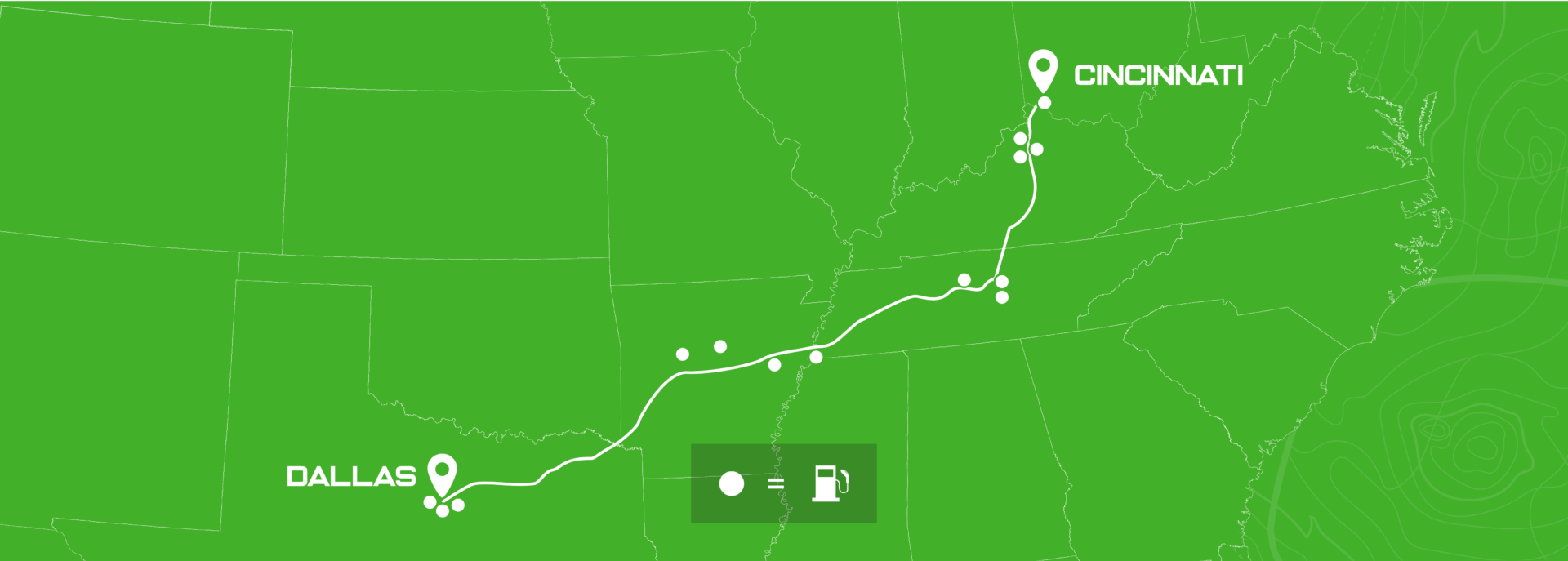 Cincinnati to Dallas - 963 miles