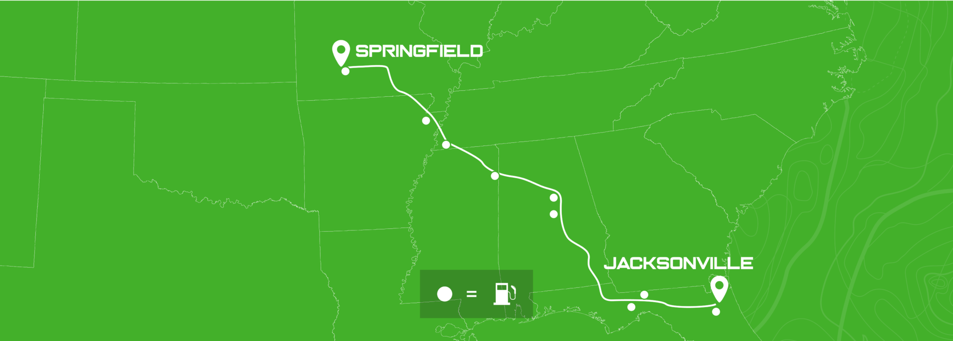 Springfield to Jacksonville - 980 miles